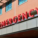 Landscape shot of the exterior of a hospital emergency department